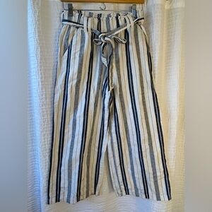a.n.a Striped Linen Blend Navy White Pants